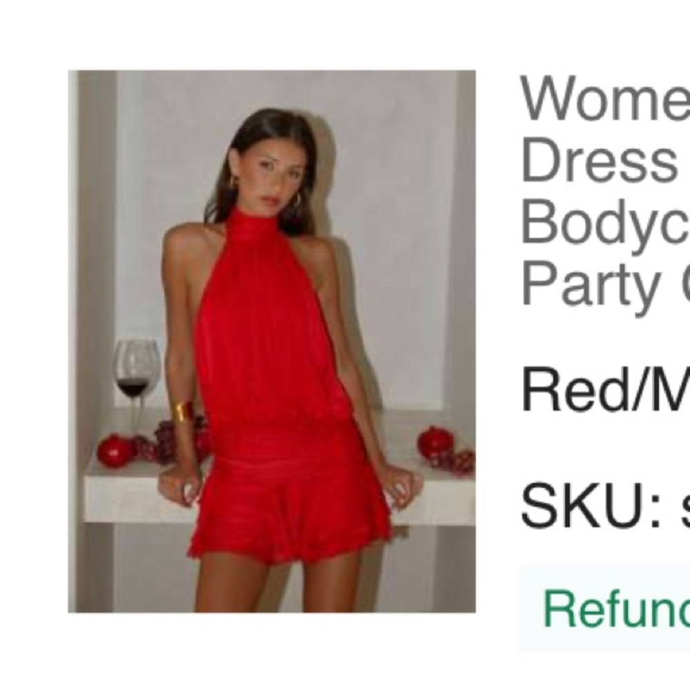 Red Sheer Halter Ruffle Mini Dress